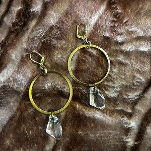 Catherine Popesco Gold Hoop Earrings with Crystal Accents
